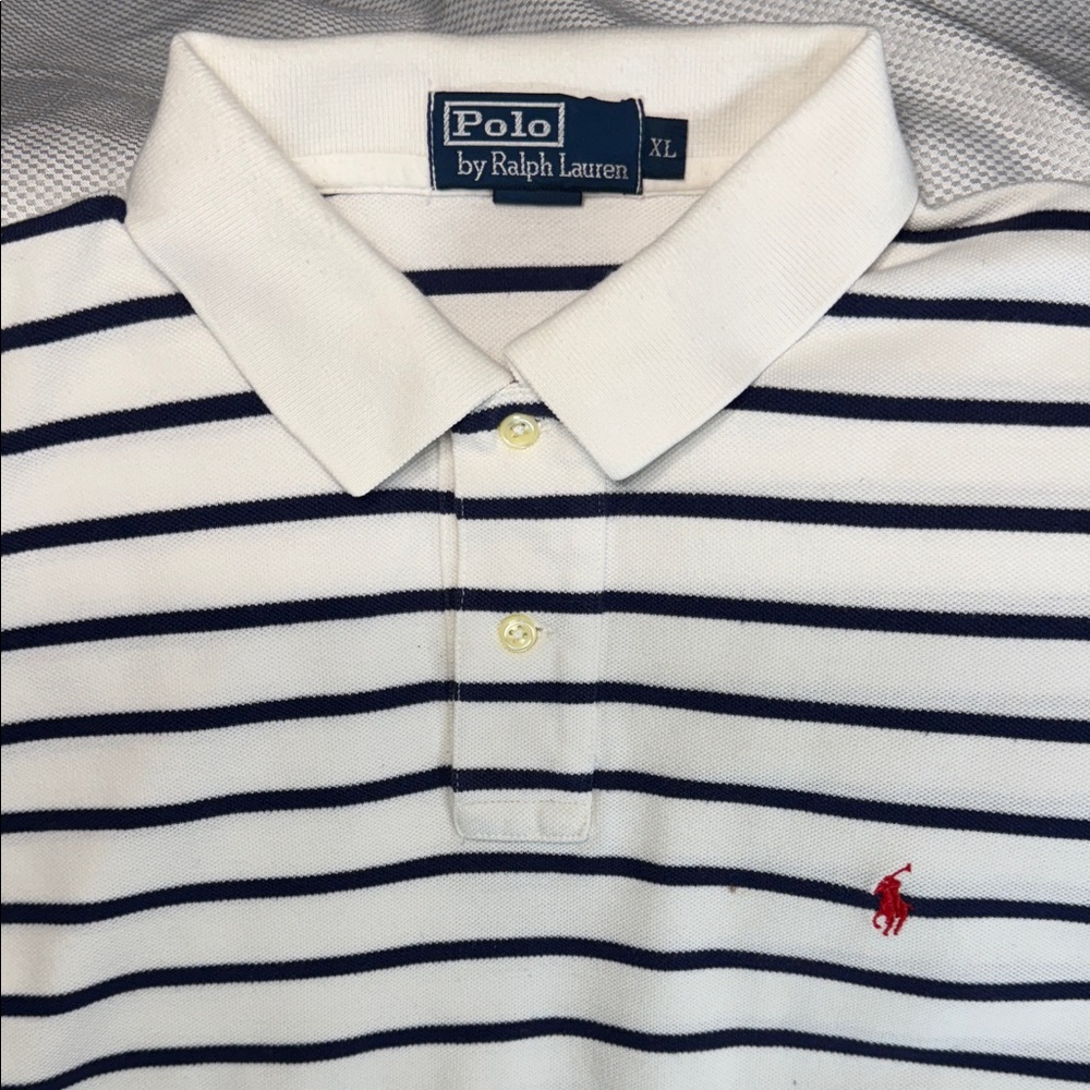 Polo by Ralph Lauren Men's Navy and White Striped Polo